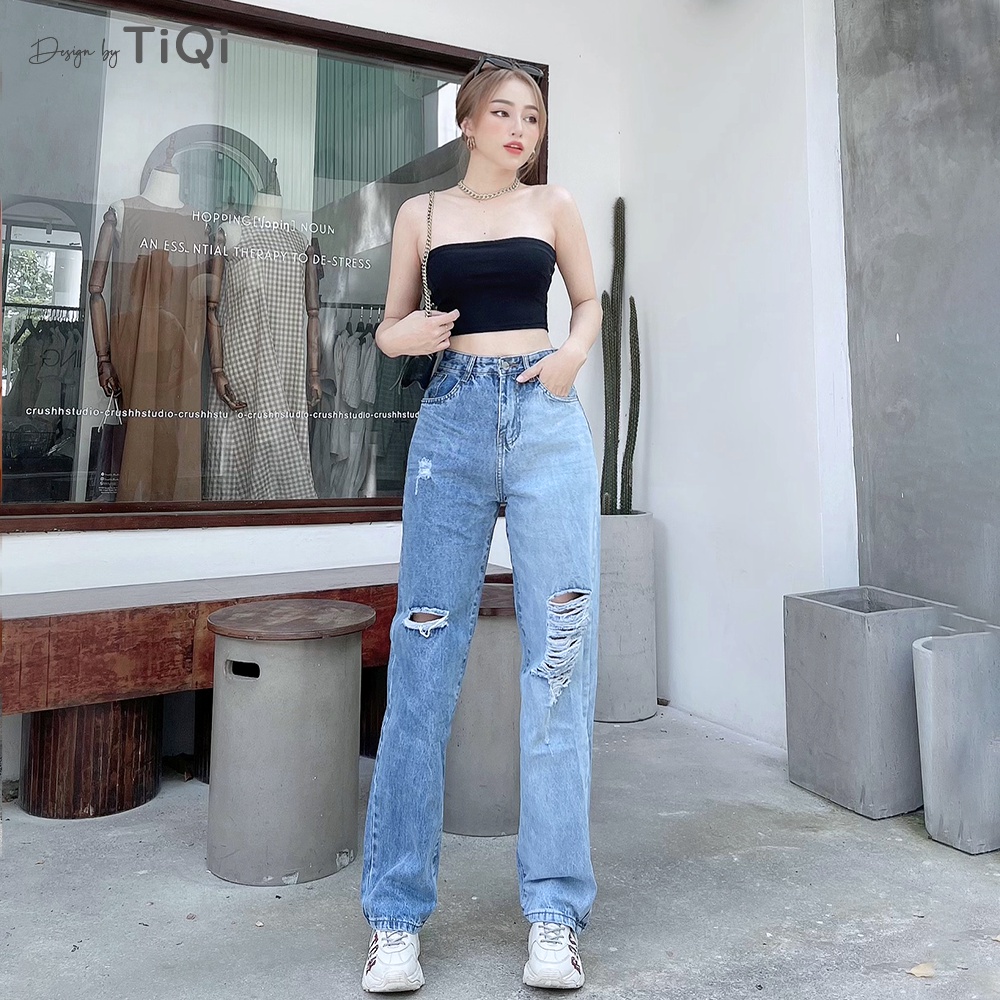 Quần Jean Ống Suông Nữ màu Ombre Cao Cấp TiQi Jeans B2-205