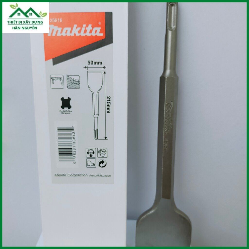 Mũi đục bê tông Makita D-25616 đầu gài dẹp 50mm dài 215mm dùng cho máy khoan betong