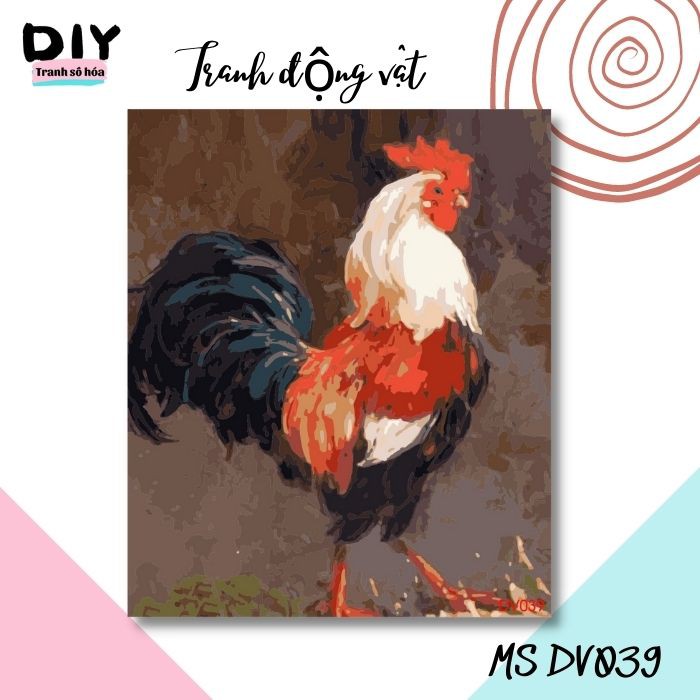 Tranh tô màu theo số DIY động vật Tranh gà trống DV039