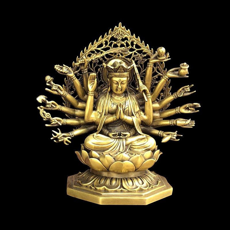 Tượng phật chuẩn đề bồ tát bằng đồng thau đồ thờ phong thủy Hồng Thắng