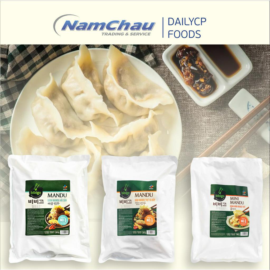 Bánh xếp Mandu Hải sản CJ Food Bibigo 1.505gr (Hải sản/thịt/thịt và bắp) chiên, rán, hấp tiện lợi [Giao hoả tốc HN]