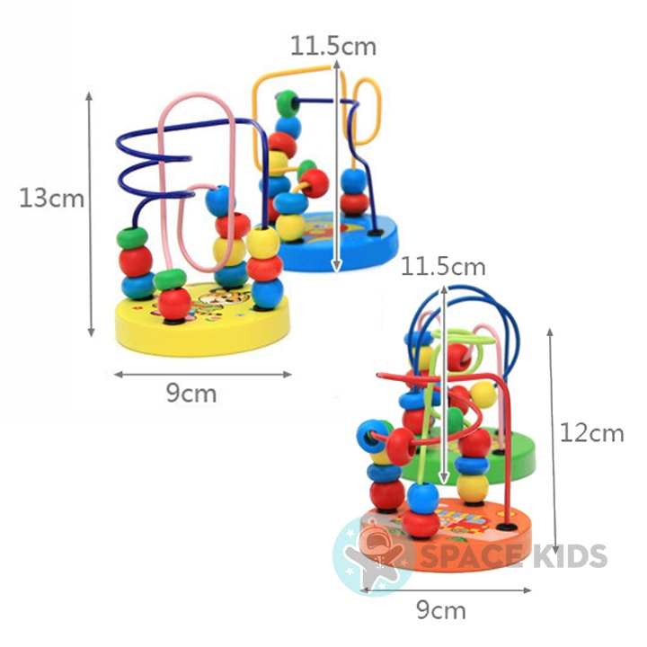 Đồ chơi Montessori Luồn hạt gỗ mê cung cho bé rèn luyện kỹ năng, Đồ chơi giáo dục thông minh Space Kids