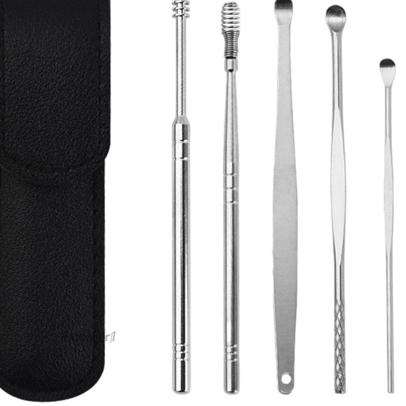 [Hàng mới về] Set 6 dụng cụ lấy ráy tai bằng thép không gỉ kèm túi đựng