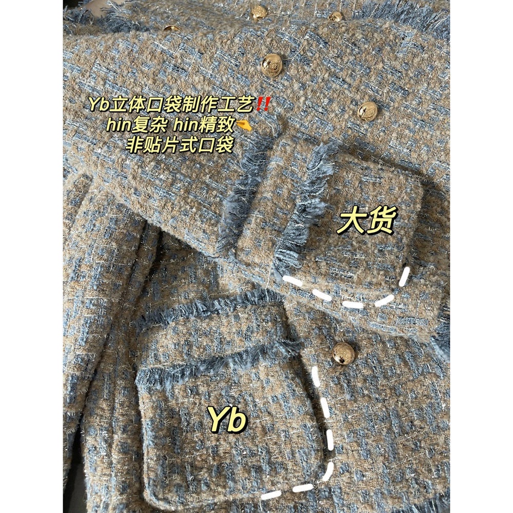 Áo khoác dáng ngắn rộng tay dài vải tweed phong cách thu đông thời trang cho nữ