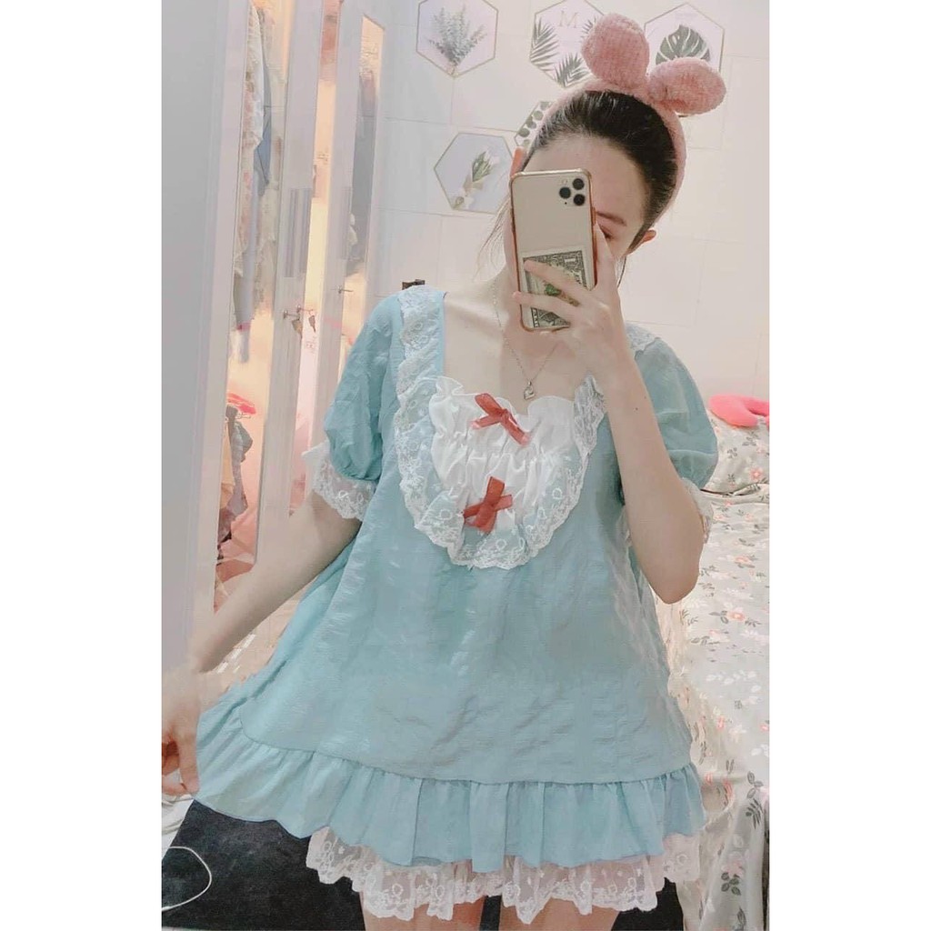 Bộ Mặc Nhà Nữ Dáng Tiểu Thư Dễ Thương, Chất Thun Cotton Mịn, [Ảnh Thật]   [FREESHIP] | BigBuy360 - bigbuy360.vn