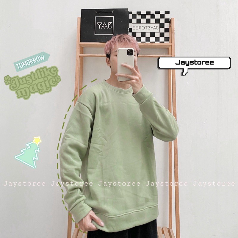 Áo Sweater Trơn Unisex màu XANH BƠ/TRẮNG ❤️/Nam nữ unisex/FREESHIP❤️