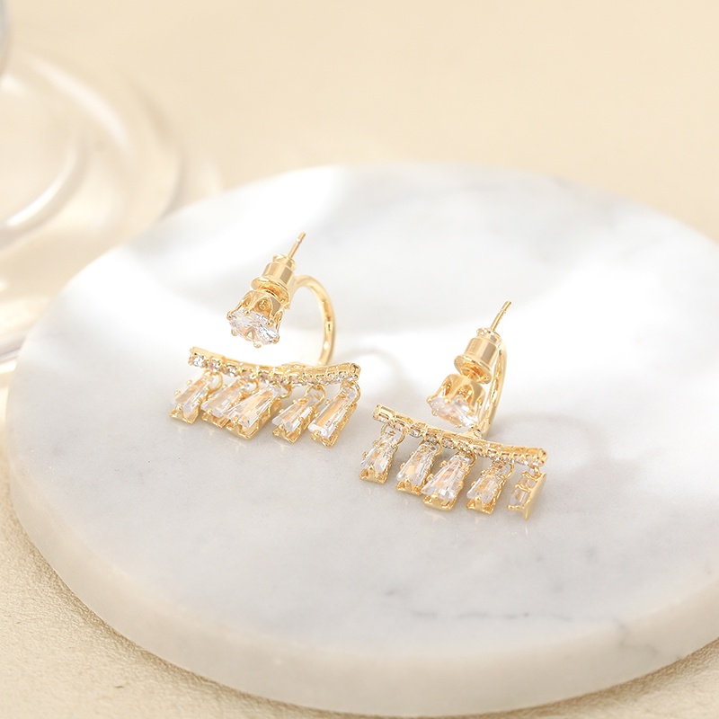 [Jiudoulan] Khuyên Tai Tua Rua Vàng Zircon Tinh Tế Thời Trang Cho Nữ