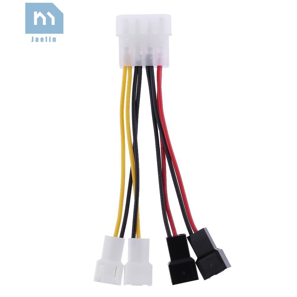 Jae 1pc 4-Pin Molex to 3-Pin fan Power Cable Adapter Connector 12v*2 / 5v*2