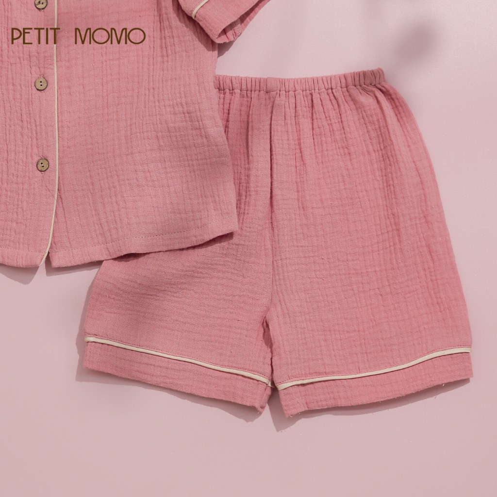 Bộ Pyjama Cho Bé Từ 16 Tuổi Ngắn Tay Họa Tiết Xinh Xắn PETIT MOMO Vải Muslin Cao Cấp H121