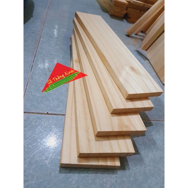 Bó 5 thanh gỗ thông mới đẹp dài 60cm, rộng 10cm, dày 1.5cm dùng làm kệ, ốp tường, trang trí