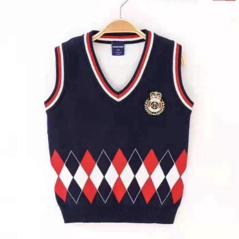 Áo gile len cổ tim phong cách Hàn Quốc cho bé trai, hàng QCCC, chất mịn đẹp