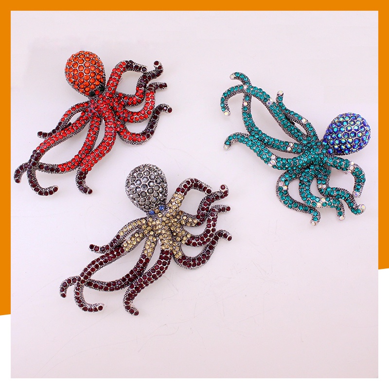 Ghim Cài Áo Hình Bạch Tuộc Đính Đá Toàn Diện Thời Trang Cho Nữ