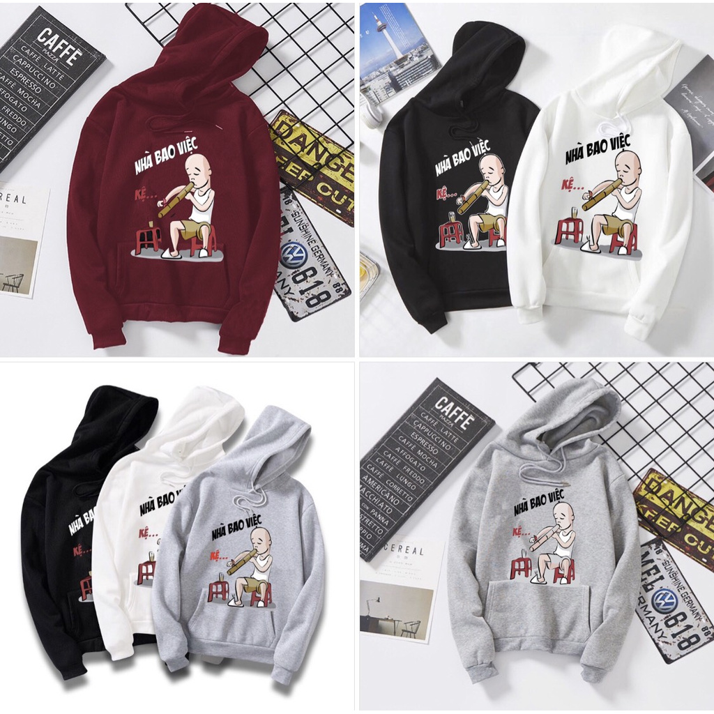 Áo Hoodie Nón Chui Trùm Đầu Nữ Nam Unisex Chất Vải Nỉ Poly Nhà Bao Việc WAH035NO | BigBuy360 - bigbuy360.vn