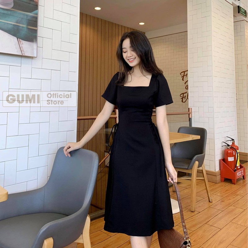 Váy cổ vuông dự tiệc dáng xòe tay phồng có dây rút eo - Đầm dài dự tiệc dáng xòe Gumi trẻ trung xinh đẹp GM2070 | BigBuy360 - bigbuy360.vn