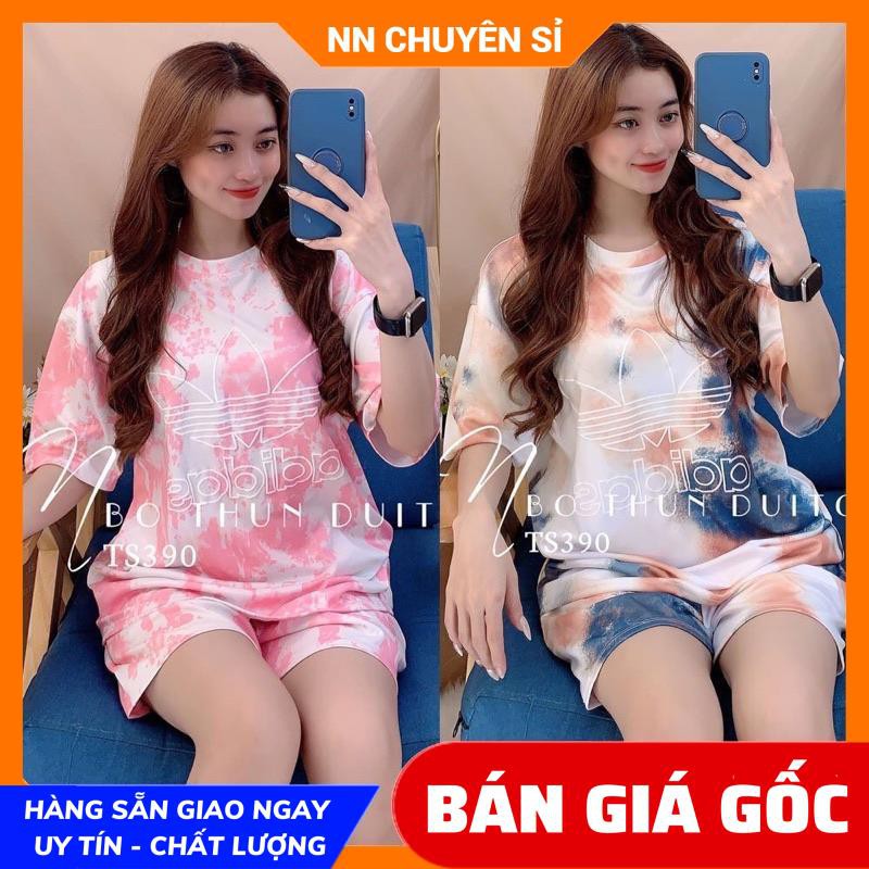 Đồ bộ nữ mặc nhà phom to 60kg chất thun mềm mịn mát in hình hoạt hình dễ thương TS391