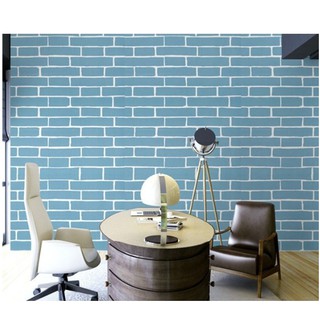 Cuộn 5m giấy dán tường gạch xanh - khổ rộng co keo sẵn