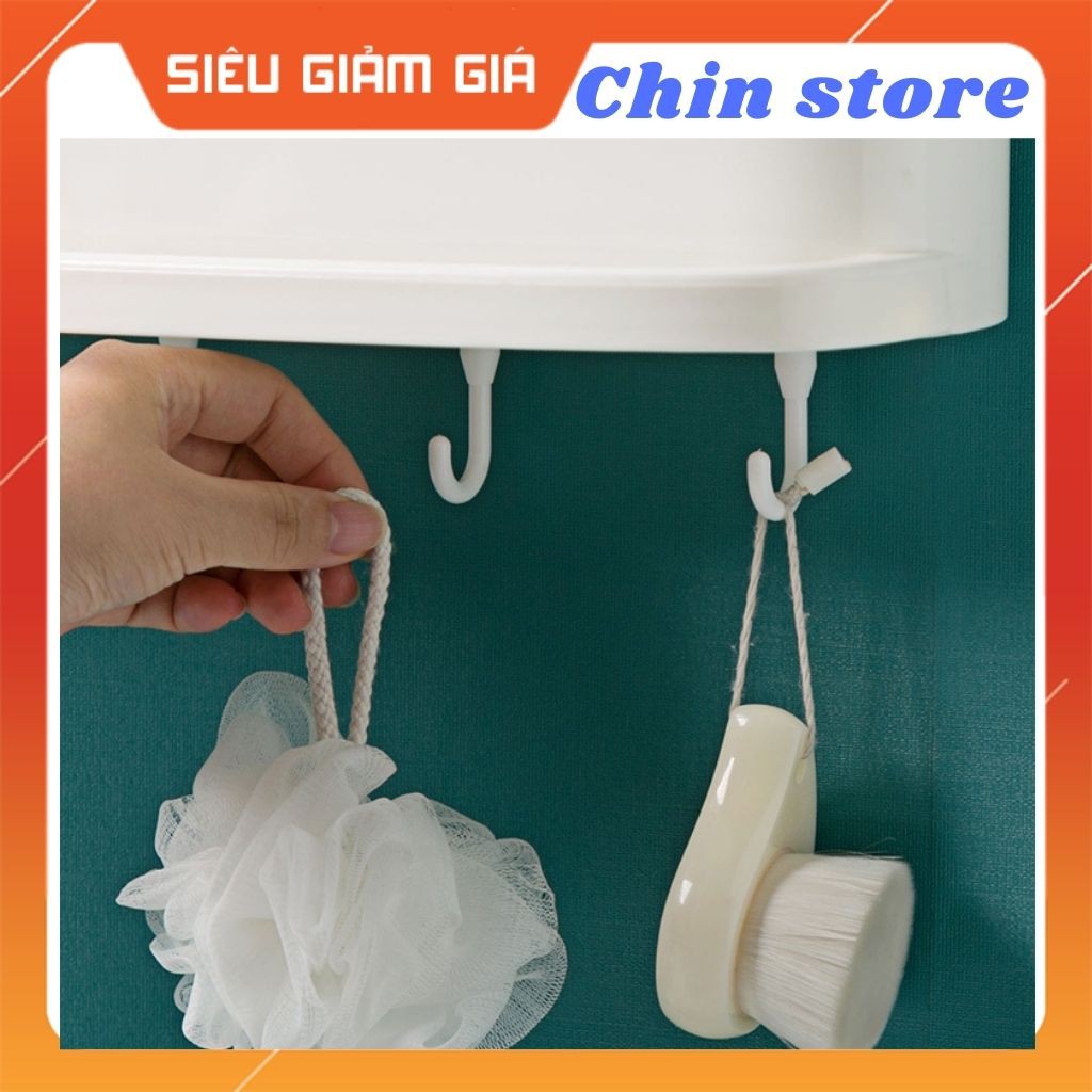 Kệ để đồ phòng tắm gắn tường siêu chắc GOONL cao cấp có móc treo và thanh treo khăn 8*44.5*12 cm