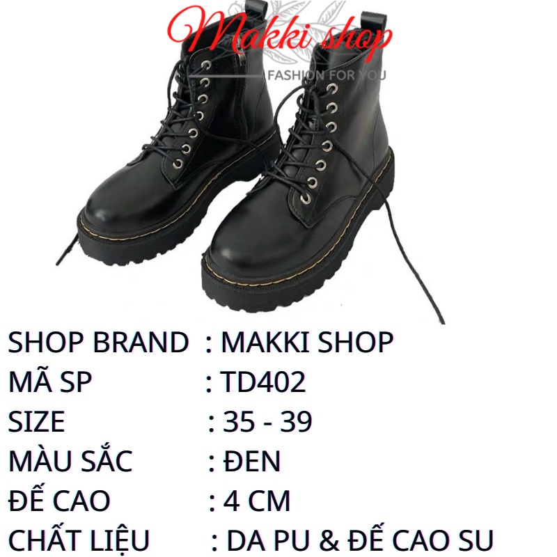 Boot nữ cao cổ Martin có khóa, giày boots nữ thời trang cao cấp giá rẻ MAKKI SHOP TD402