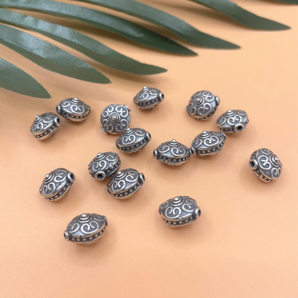 Charm nối hình oval có hoa văn 4 trái tim - Charm Bạc 925 - Mã CB805 CA727