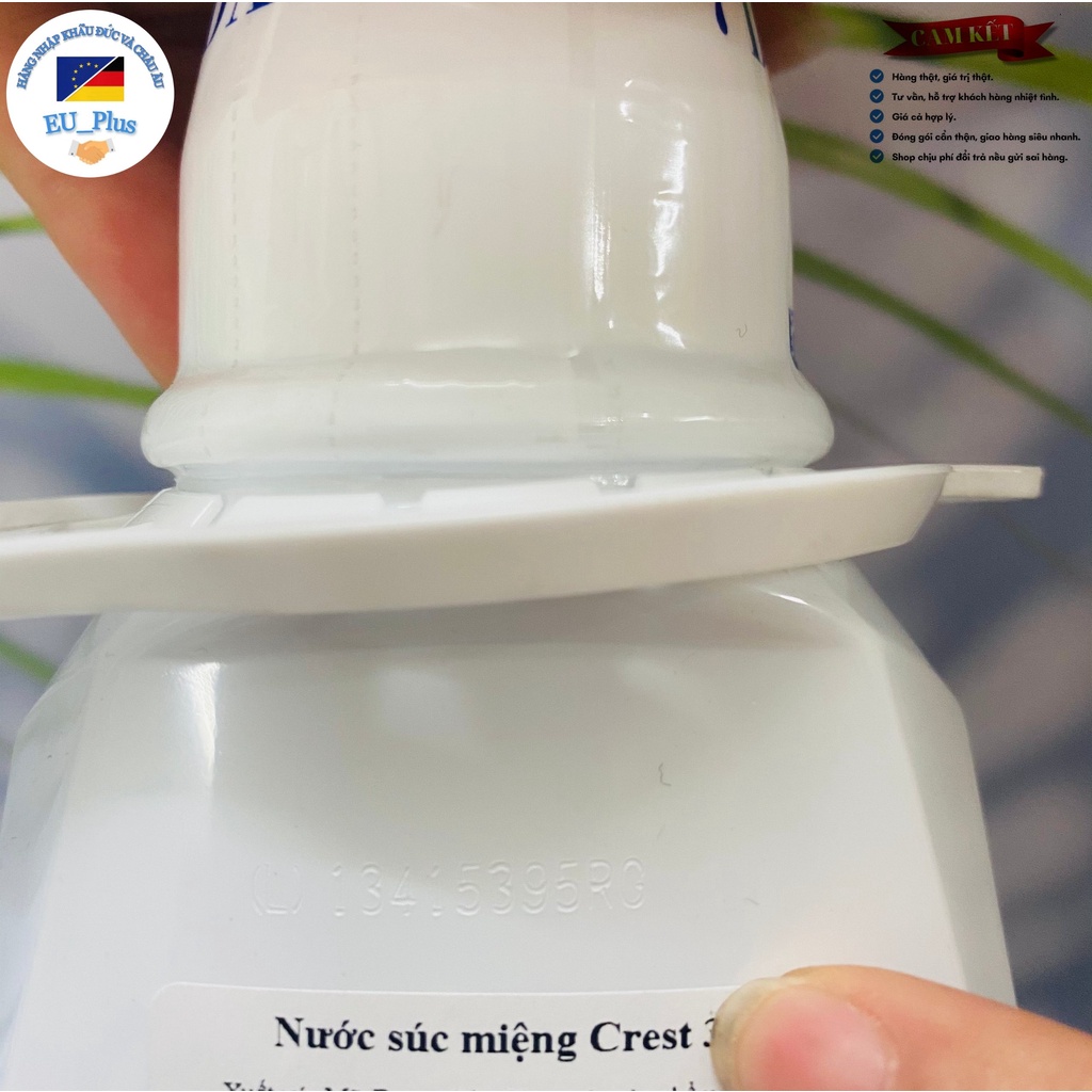 Nước súc miệng Crest 3D White 946ml - Mỹ - Trắng răng - bạc hà tươi mát