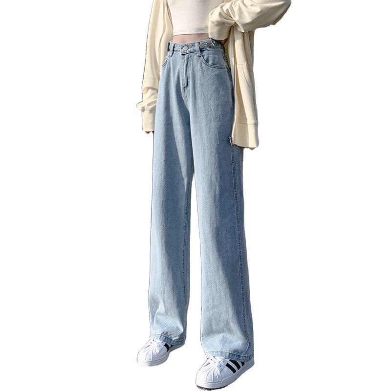 Quần Jean Ống Rộng Lưng Cao Thời Trang Hàn Quốc 2022 Dành Cho Nữ