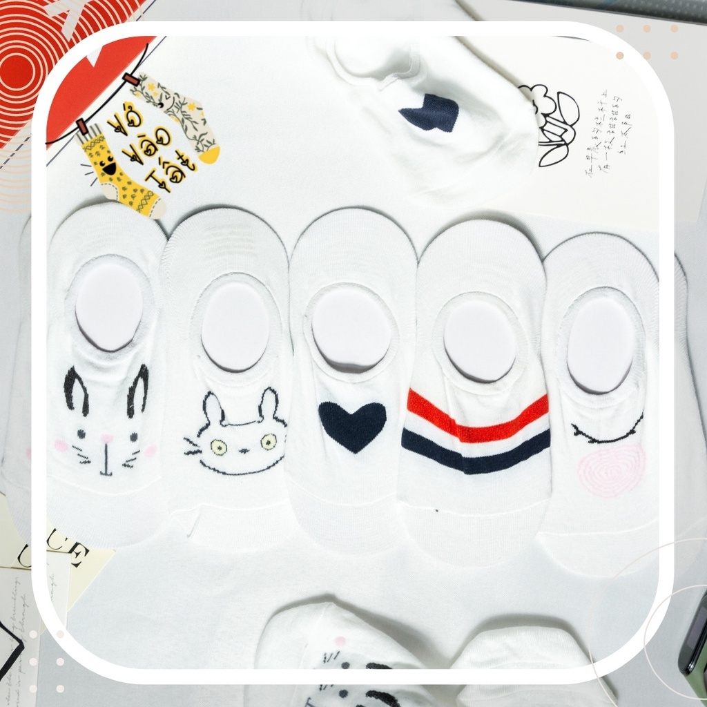 TẤT VỚ NỮ LƯỜI HOẠT HÌNH MÀU TRẮNG