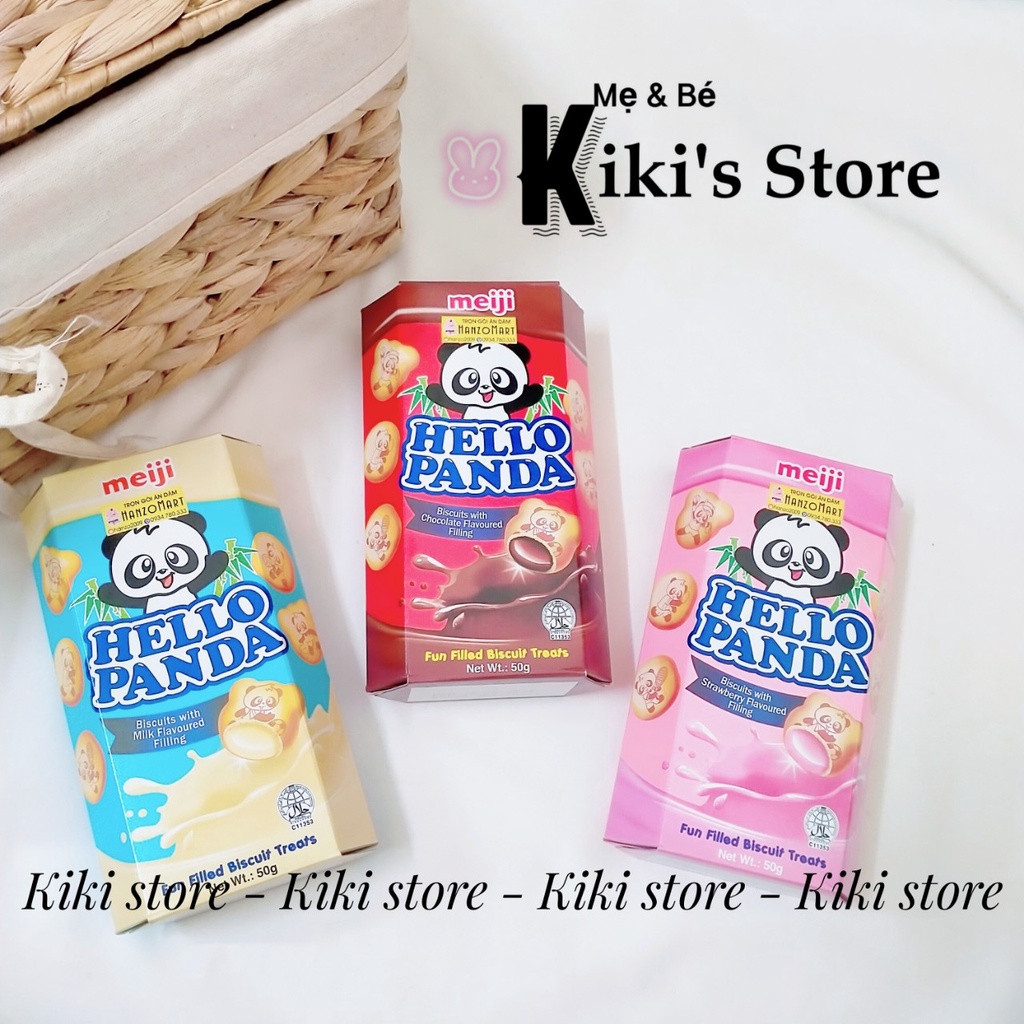 Bánh Gấu Nhân Kem socola/vani/dâu Meiji Hello Panda Hộp 50g