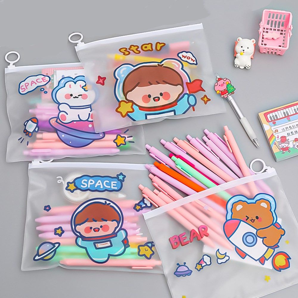 Túi Đựng Bút Trong Suốt Chống Thấm Nước Họa Tiết Khủng Long Hoạt Hình Ốp