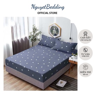 Bộ ga gối Tam Giác Ghi siêu đẹp chất Poly cotton - Kích thước M2/M6/M8/2M2