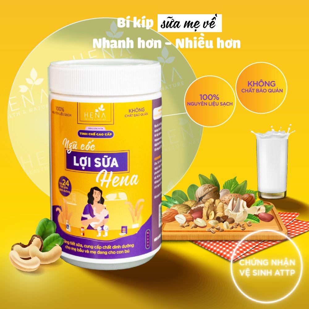 Ngũ Cốc Lợi Sữa Hena 500g , Ngũ Cốc Bà Bầu 100% Thiên Nhiên Sữa Về Nhiều - Nhanh - Đặc Sau 3 Ngày [Chính Hãng]