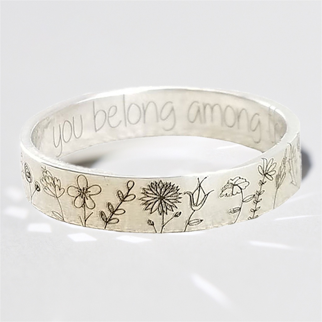 Nhẫn Đôi Khắc Chữ Sáng Tạo Cho Nữ