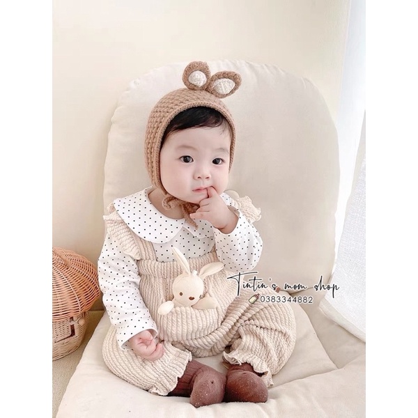 Yếm nhung dài lót bông nỉ dày cho bé gái 3-24M