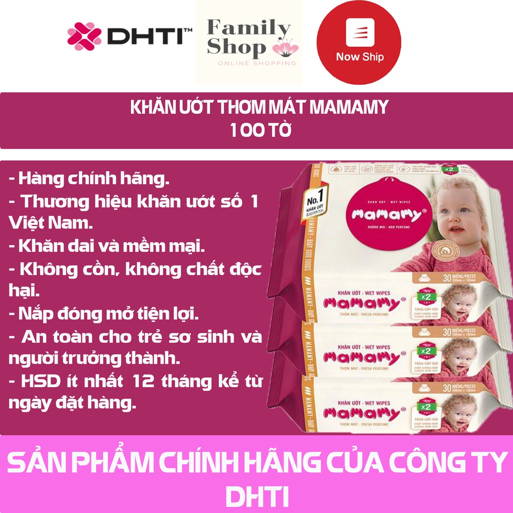 [Hàng Chính Hãng] 10 Gói Khăn Ướt Mamamy thơm mát 100 tờ.