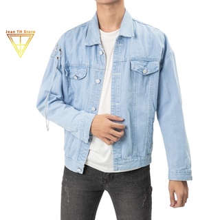 Áo khoác jean unisex nam nữ TH Store bò móc xích chữ vàng ulzzang chống nắng