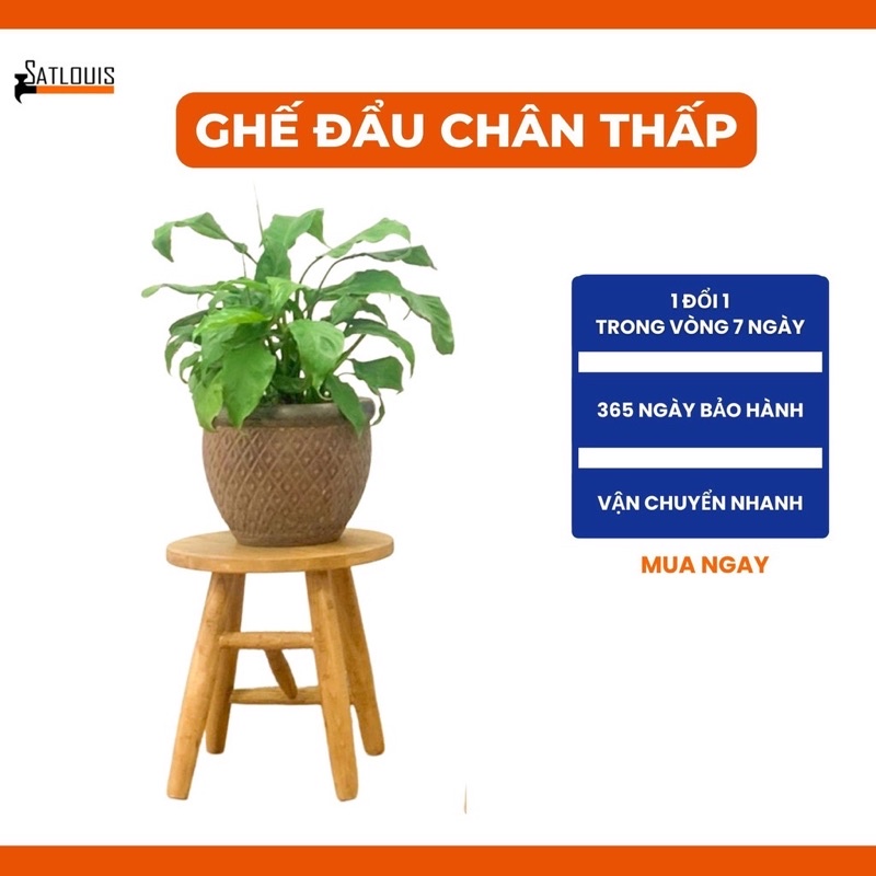 Ghế đôn gỗ tự nhiên phong cách Vintage mặt tròn cao 30cm, vân gỗ nổi trang trí decor