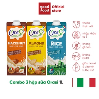 Combo 3 hộp sữa hạt Orasi 1L Haze + Almond + Rice