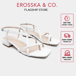 Erosska - Giày sandal cao gót quai mảnh mũi vuông cao 2,5cm màu trắng - EB040