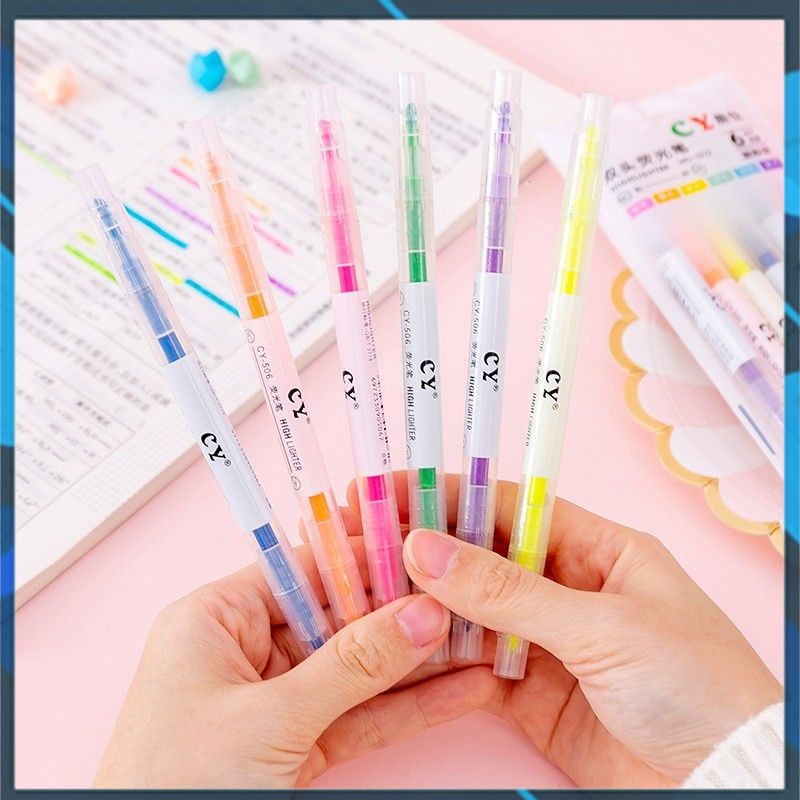 Bộ Bút Highlight 2 Đầu 6 Màu ( 6 Cây )