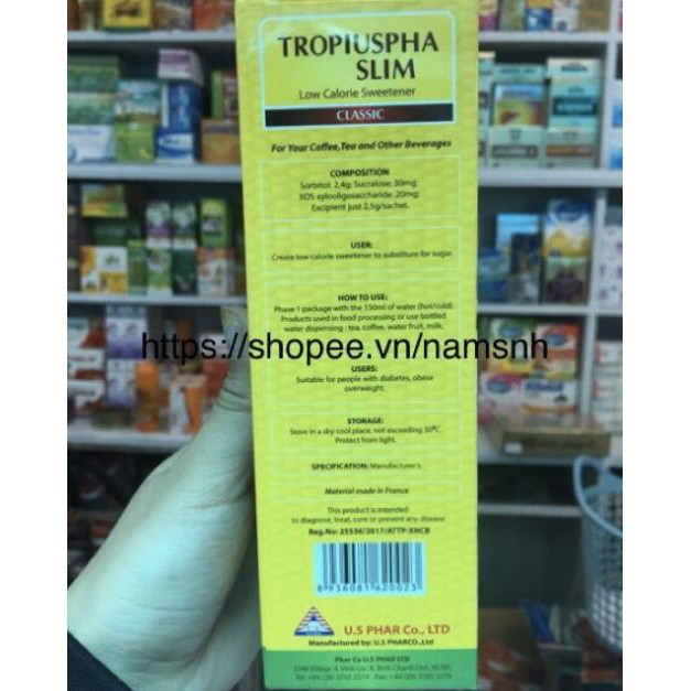 Đường Bắp Ăn Kiêng Tropiuspha Slim -Hộp 50 Gói *2,5gr