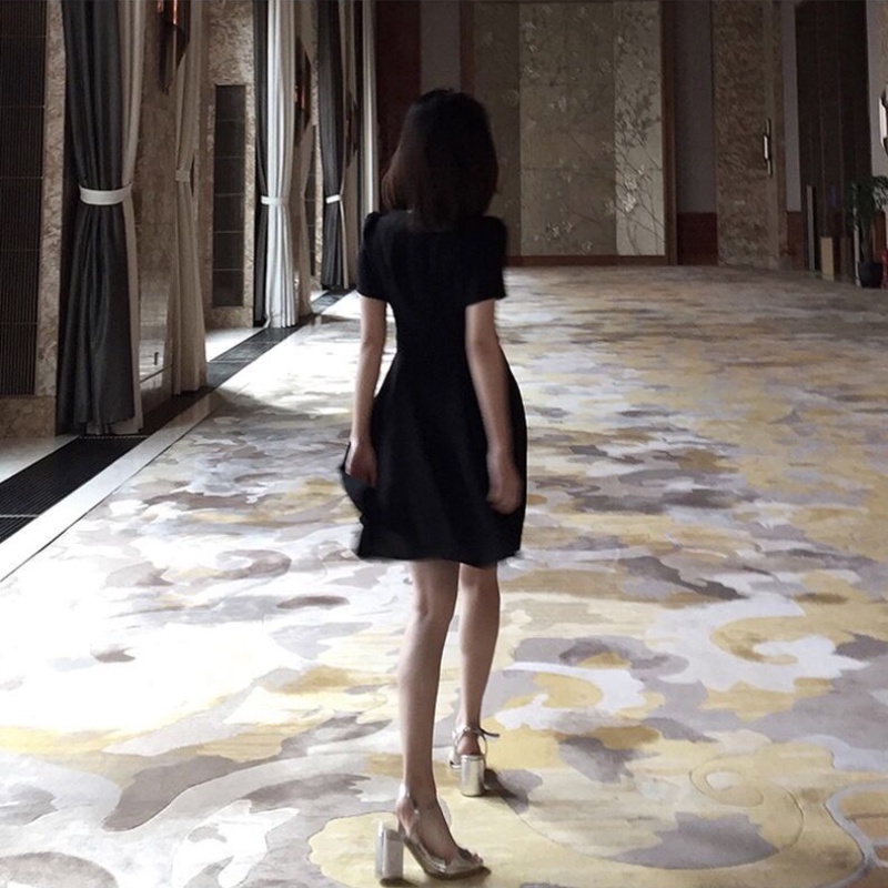 Đầm PERTY dáng chữ A cổ tim phong cách Hàn Quốc thời trang mùa thu xinh xắn dành cho nữ