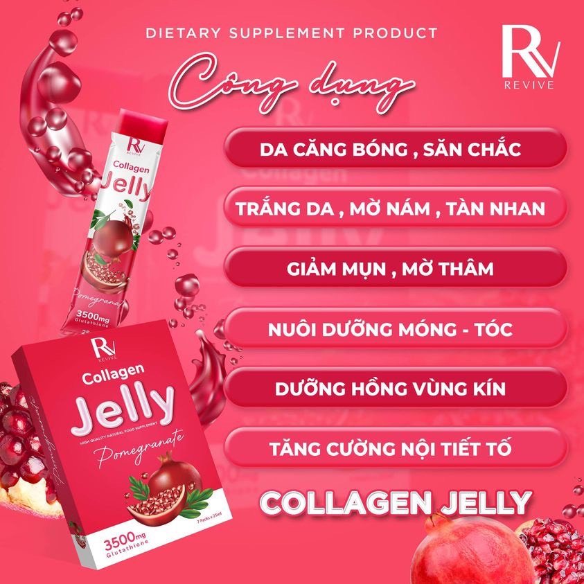 Thạch Collagen trắng da Jelly Thụy Sĩ hộp 7 gói chính hãng hỗ trợ bật tông tăng độ đàn hồi dưỡng sáng cho da