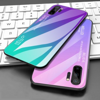For Samsung Galaxy Note 10 Plus/10+ Hellocase Luxury Gradient Color Tempered Glass Hard Phone Case Cover