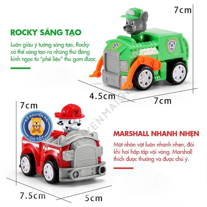 BỘ ĐỒ CHƠI BIỆT ĐỘI CHÓ CỨU HỘ PAW PATROL XE CHẠY TRỚN.