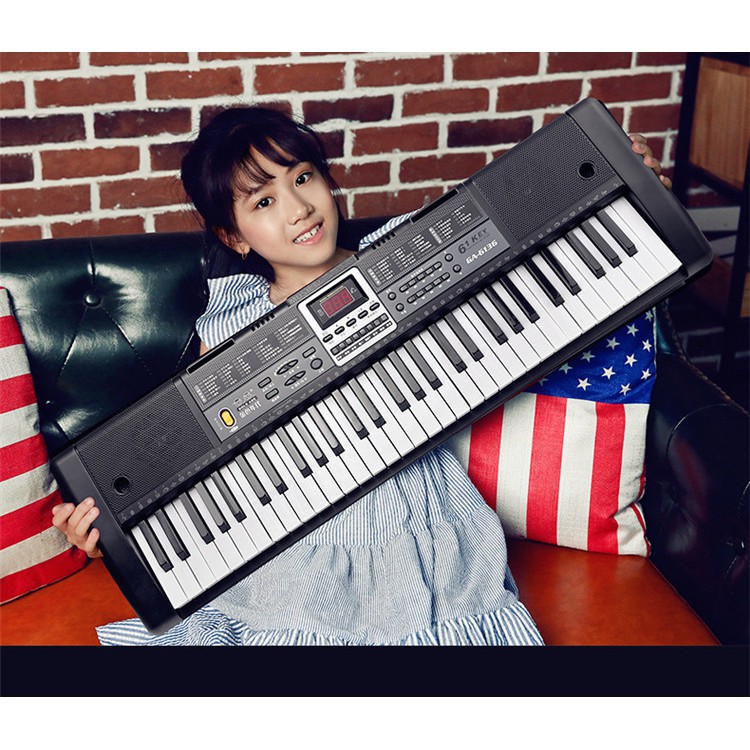 Đàn Piano Điện Tử Đàn Organ Electronic Keyboard 61 Cho Người Mới Tập Chơi Phím, Cho Bé Phím 2cm Kèm Giá Đỡ Nhạc Lý