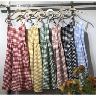 Váy 2 dây caro siêu kute freesize lưng chun