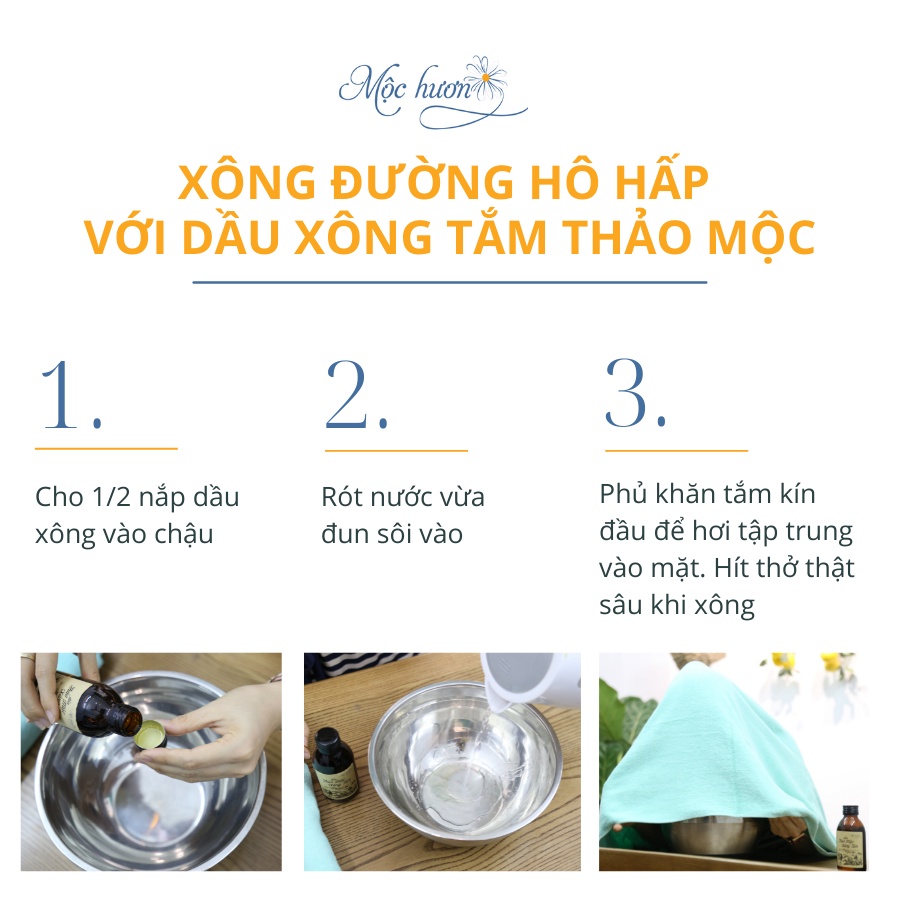 Dầu Xông Tắm Thảo Mộc MỘC HƯƠNG Chiết Xuất Từ 7 Loại Tinh Dầu Giúp Giải Cảm, Bảo Vệ Đường Hô Hấp