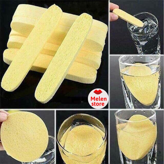 Bông nở rửa mặt Chivey 12 miếng / Miếng mút rửa mặt bọt biển dạng nén Gói 12 thanh