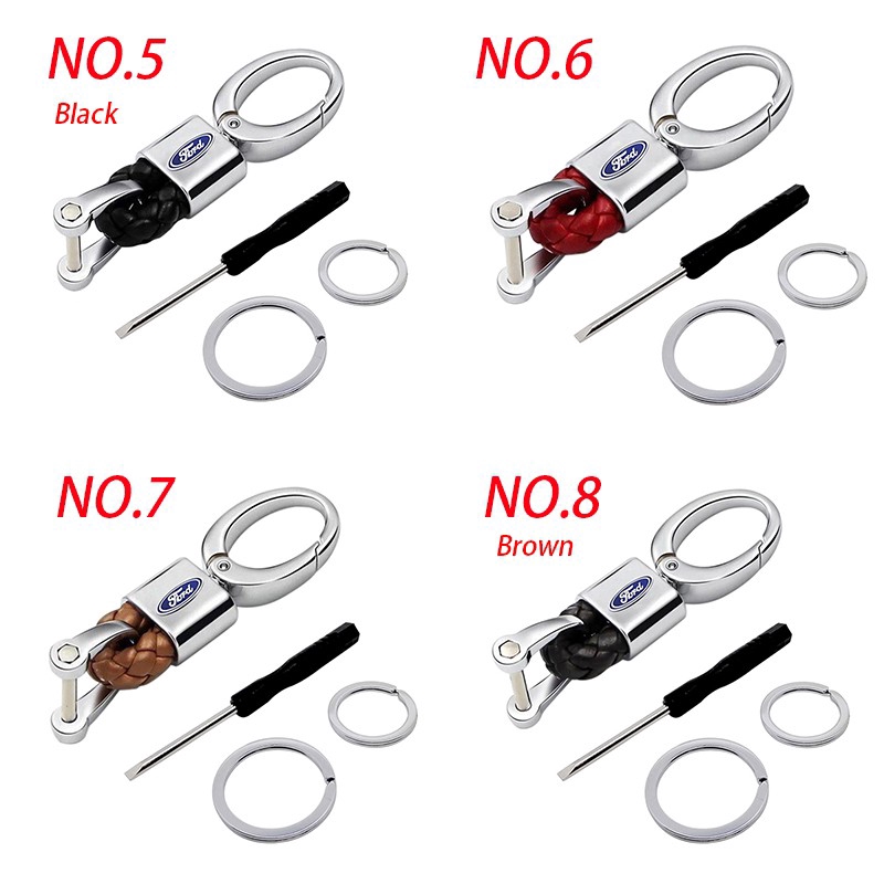 Móc khóa chìa điều khiển từ xa dây bện bằng da dành cho xe hơi Ford Focus Mondeo Kuga Ecosport Fiesta Ranger