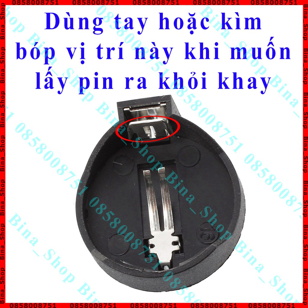 Khay gắn pin cúc áo CR2016/CR2025/CR2032, Giá giữ pin cúc áo