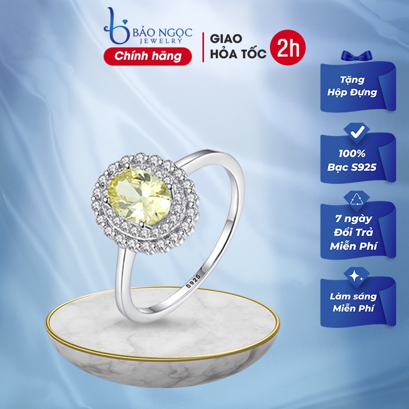 Nhẫn Bạc Nữ Đá Màu Vàng Sang Trọng Qúy Phái N2397 - Bảo Ngọc Jewelry